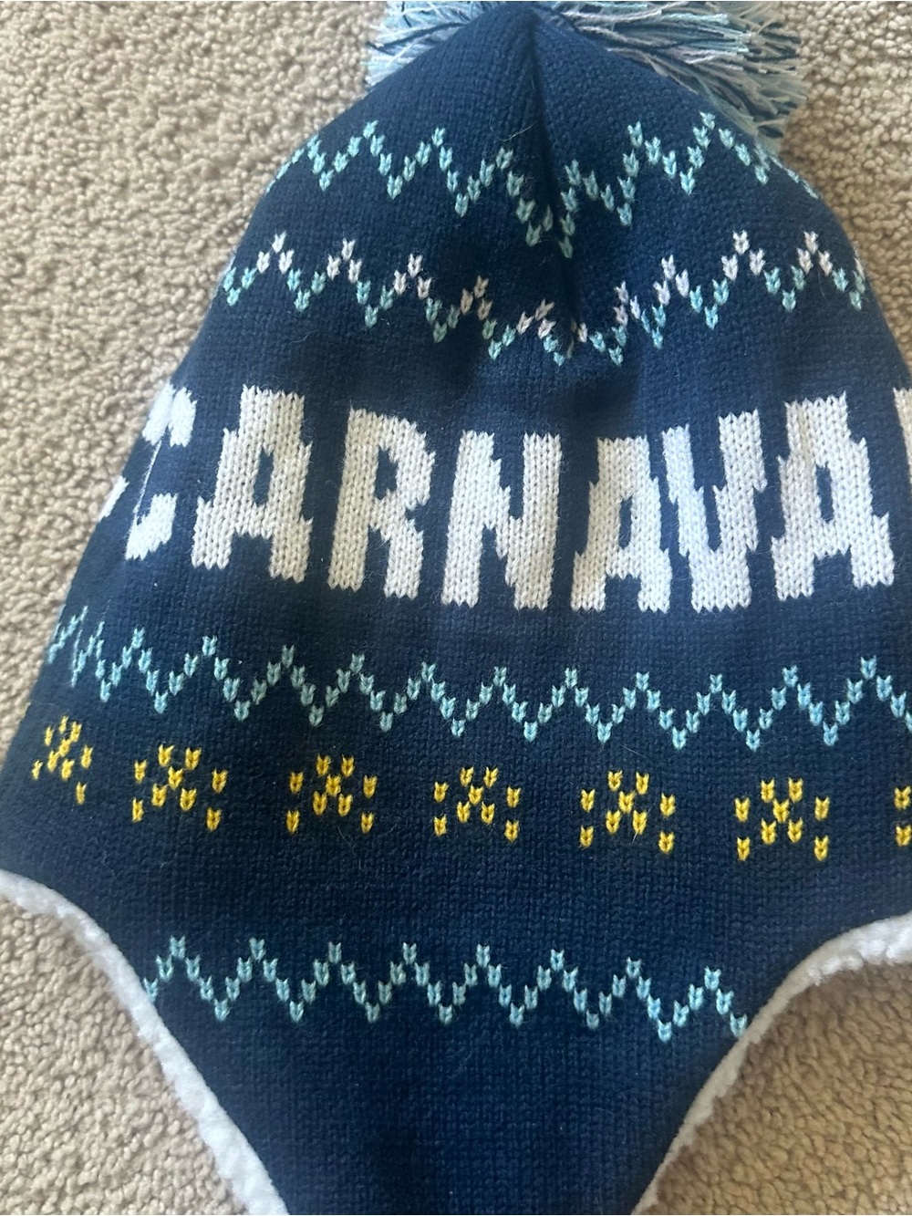Winter Carnaval de Quebec Navy Pom-Pom Earflap Beanie - Picture 2 of 4
